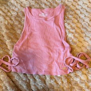 Hollister Pink Sleeveless Crop Top with Side Ties
